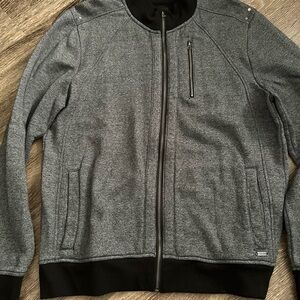 Guess Men's Charcoal Zip-Up Sweater